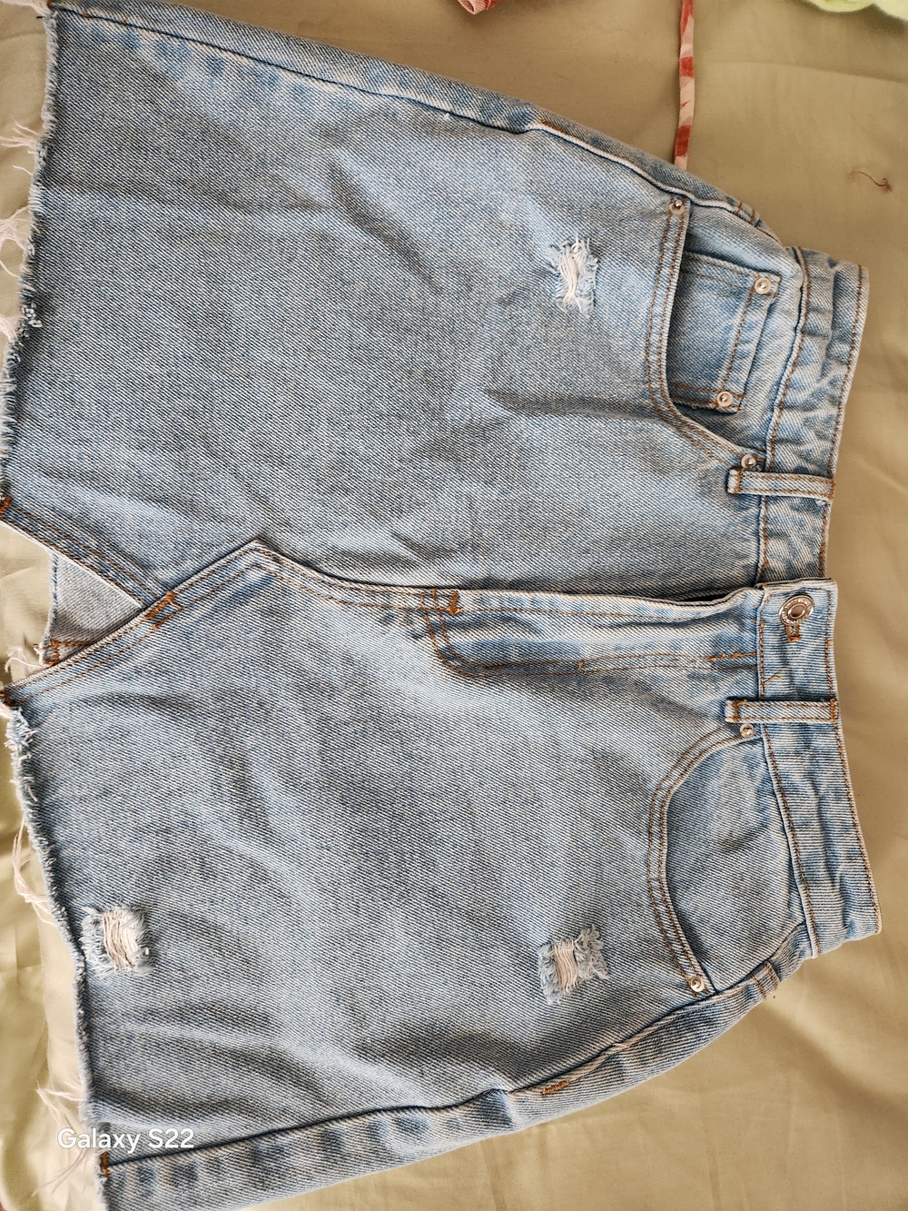 Light Wash Distressed Denim Cutoff Shorts